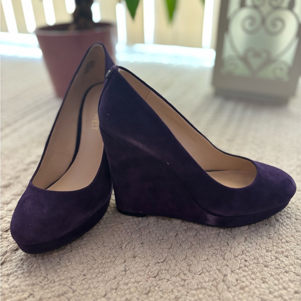 Purple Suede Wedge Heels